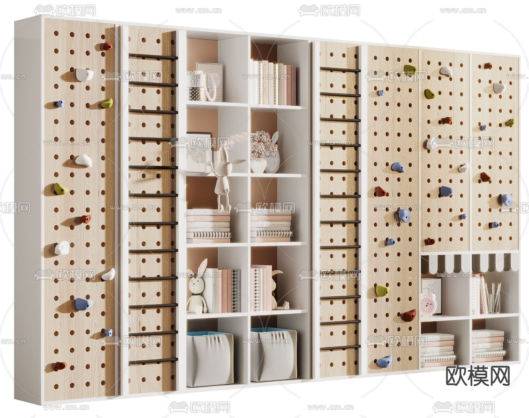 现代儿童装饰柜书柜3d模型下载（渲染图2）