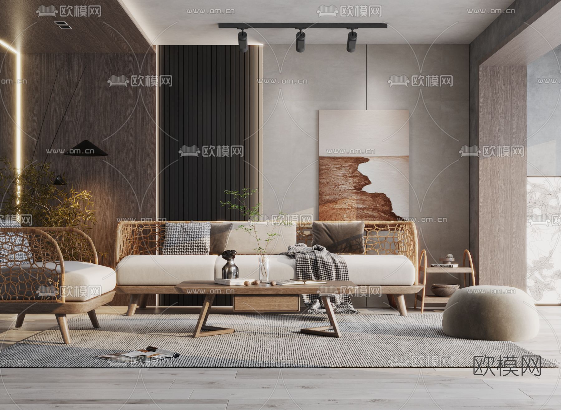 北欧编织沙发组合3d模型