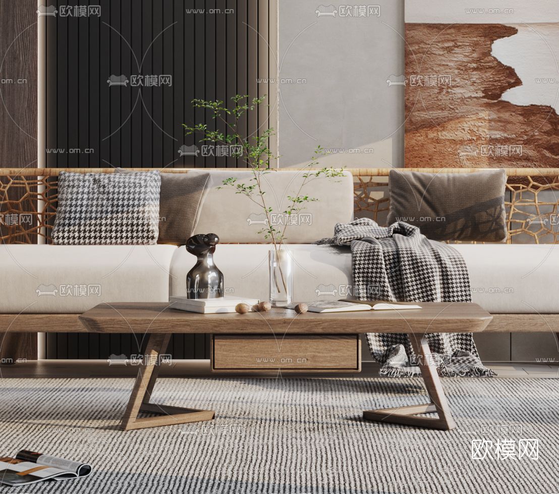 北欧编织沙发组合3d模型
