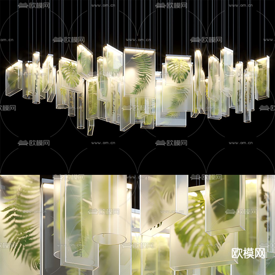 现代植物装饰吊灯3d模型