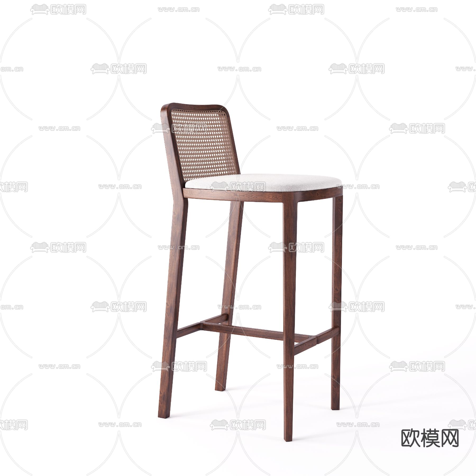 北欧实木吧台椅3d模型