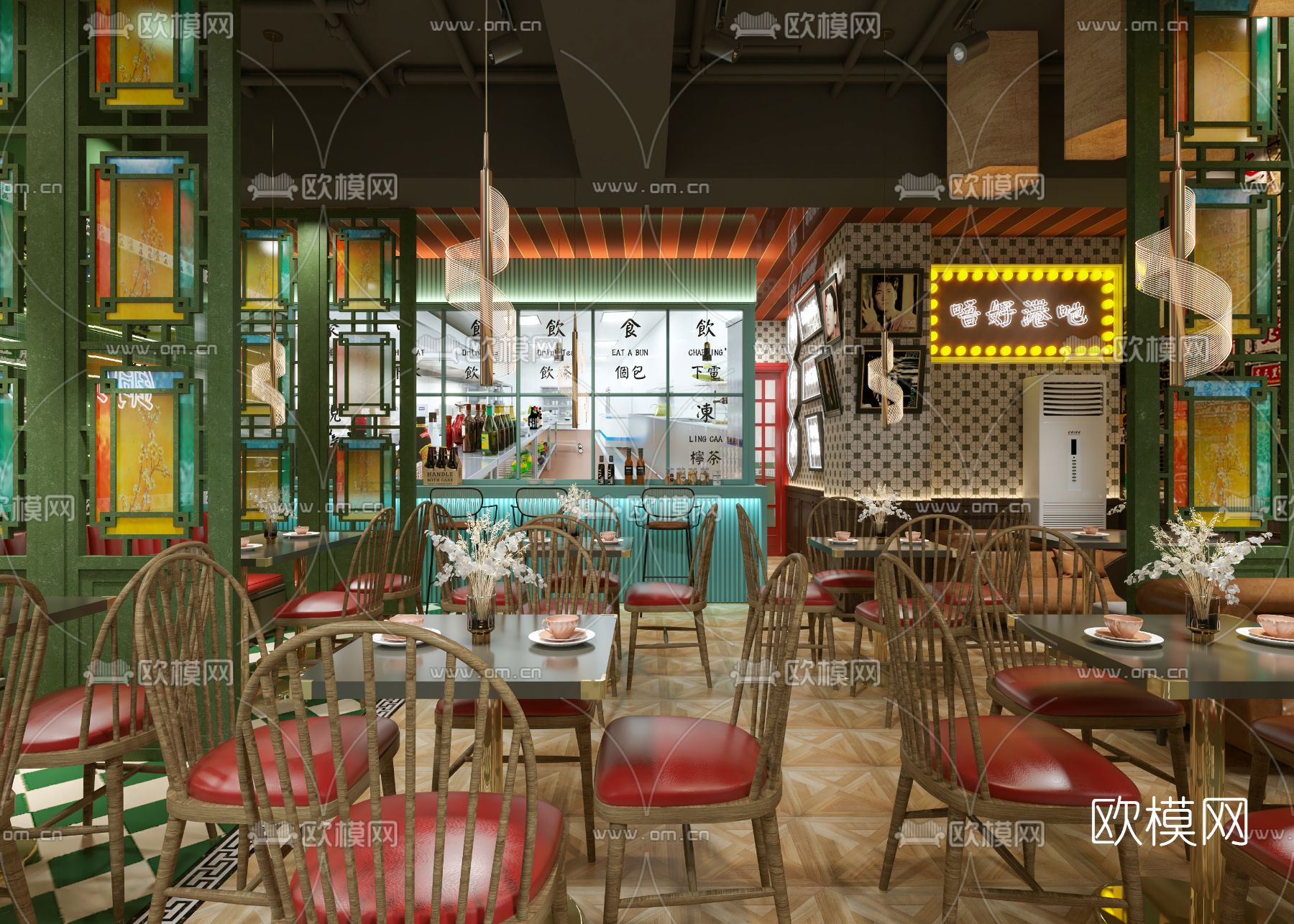 现代港式茶餐厅3d模型