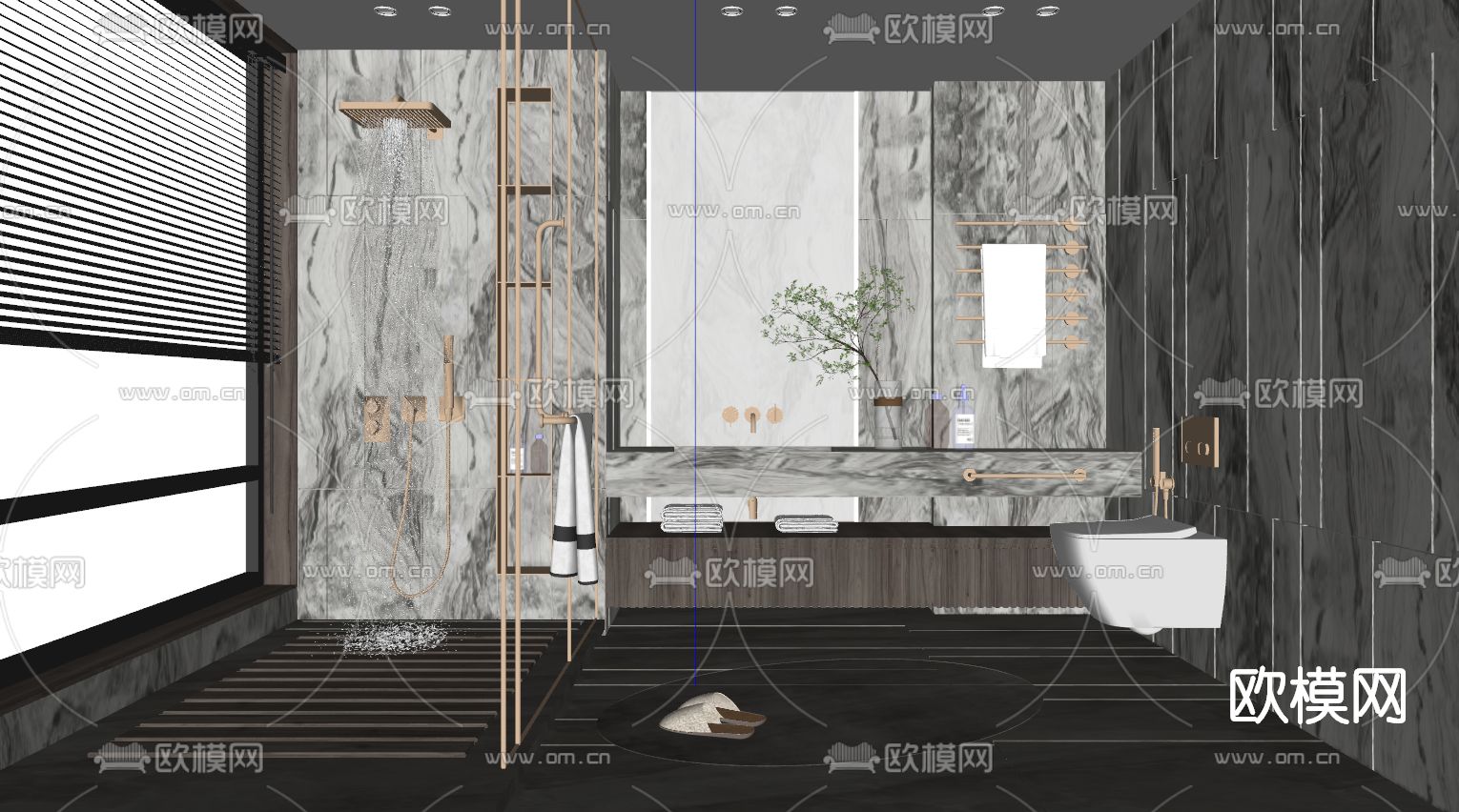 现代浴室卫生间su模型