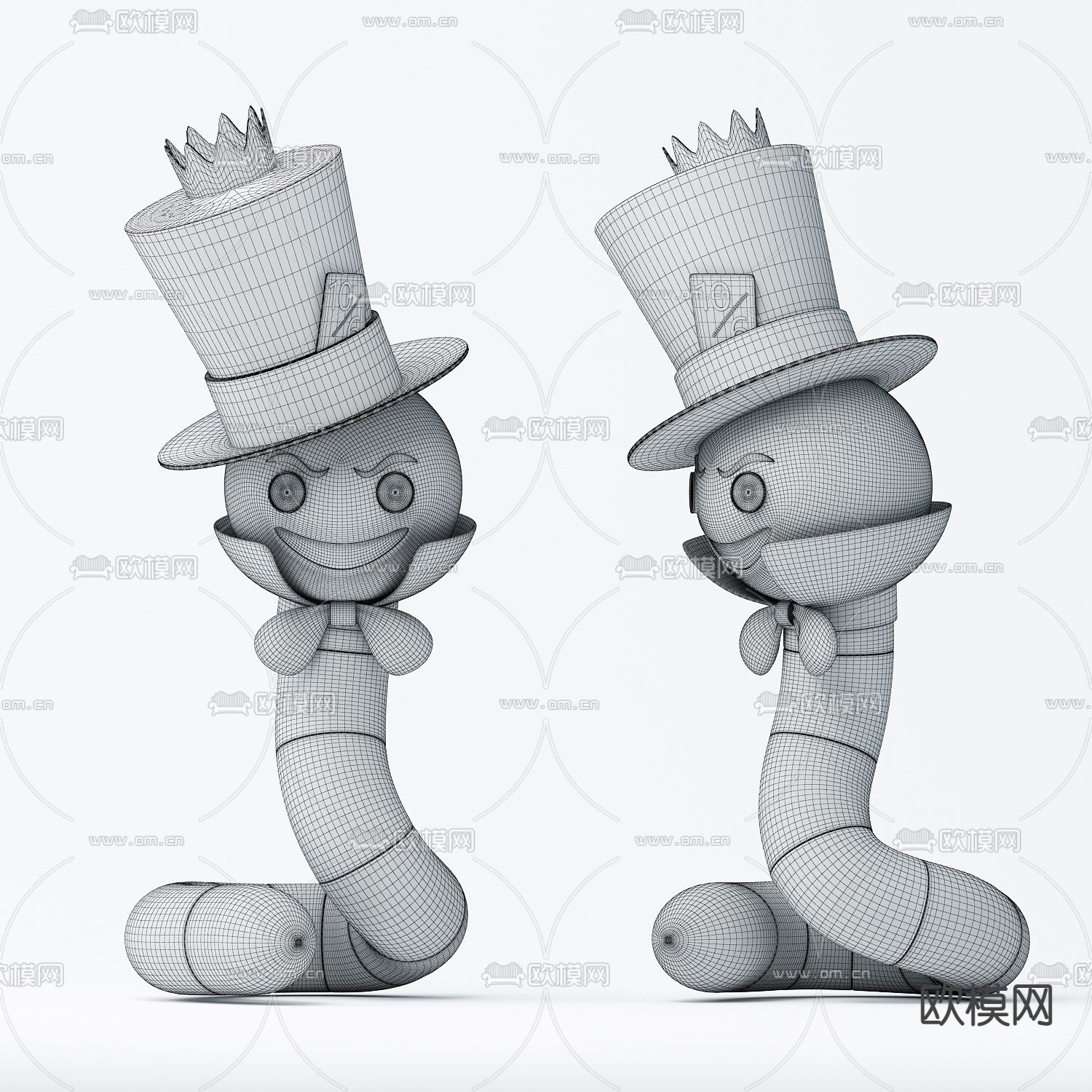 现代卡通潮玩蚯蚓玩具3d模型下载（渲染图2）