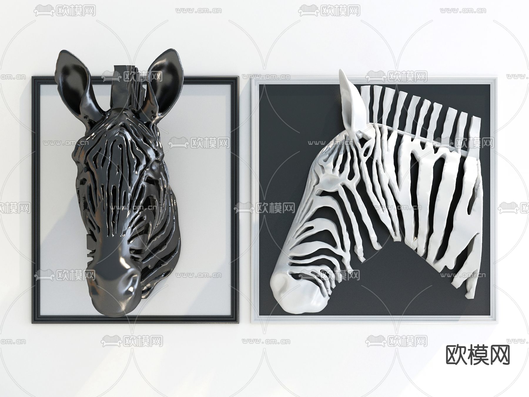 现代斑马墙饰挂件3d模型