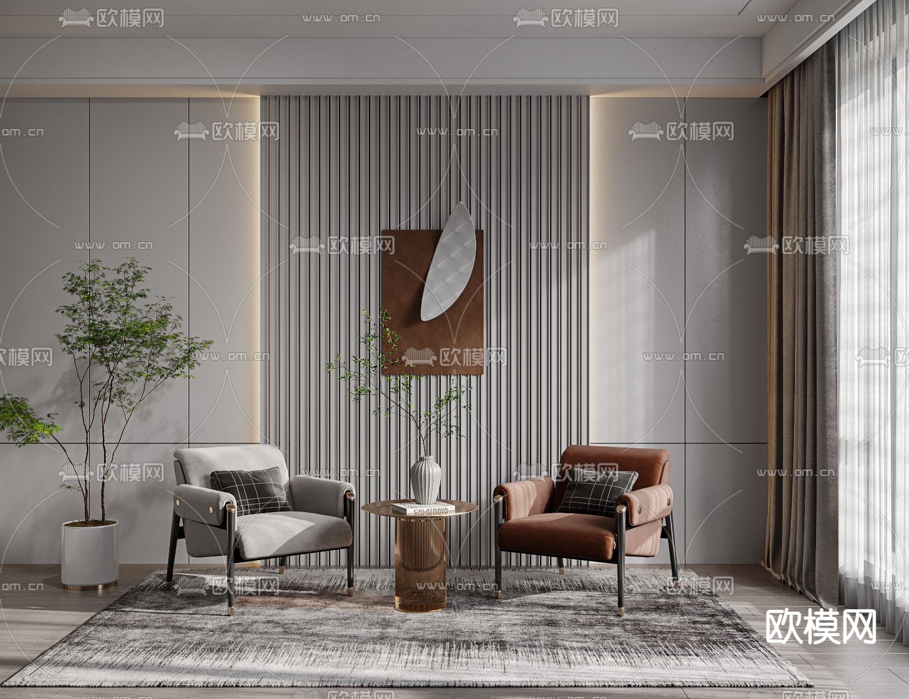 现代布艺休闲椅3d模型