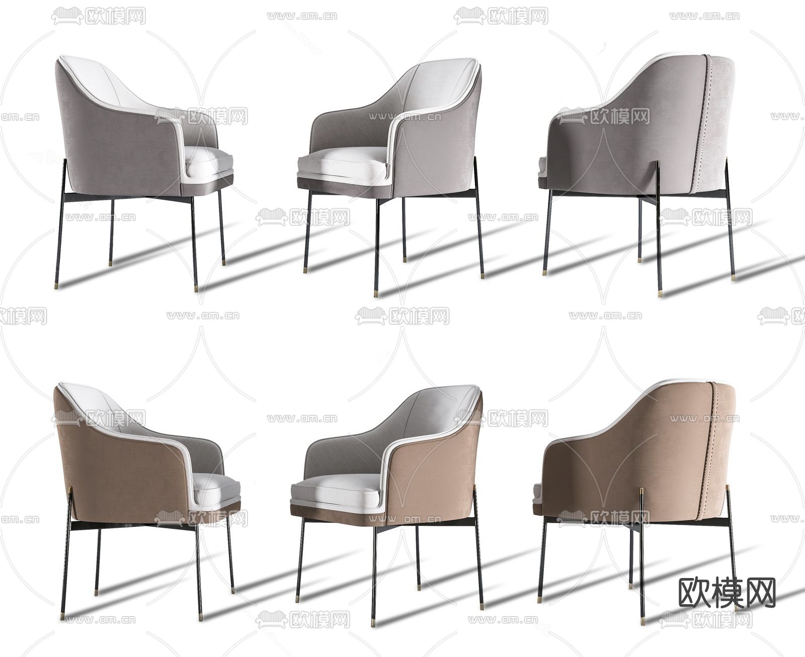 现代布艺单椅su模型下载（渲染图1）