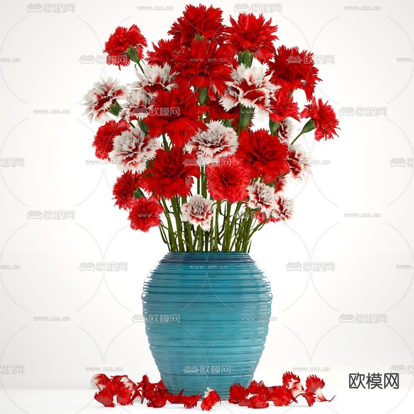 现代康乃馨花瓶插花3d模型下载(渲染图2)