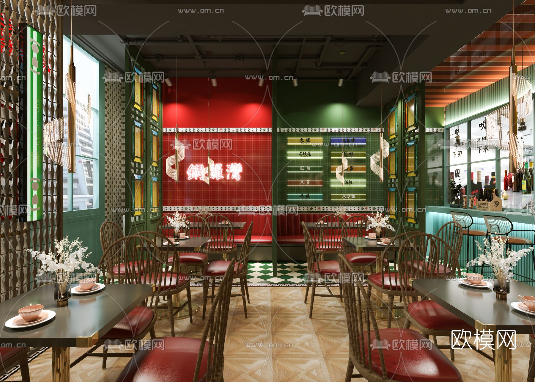 现代港式茶餐厅3d模型