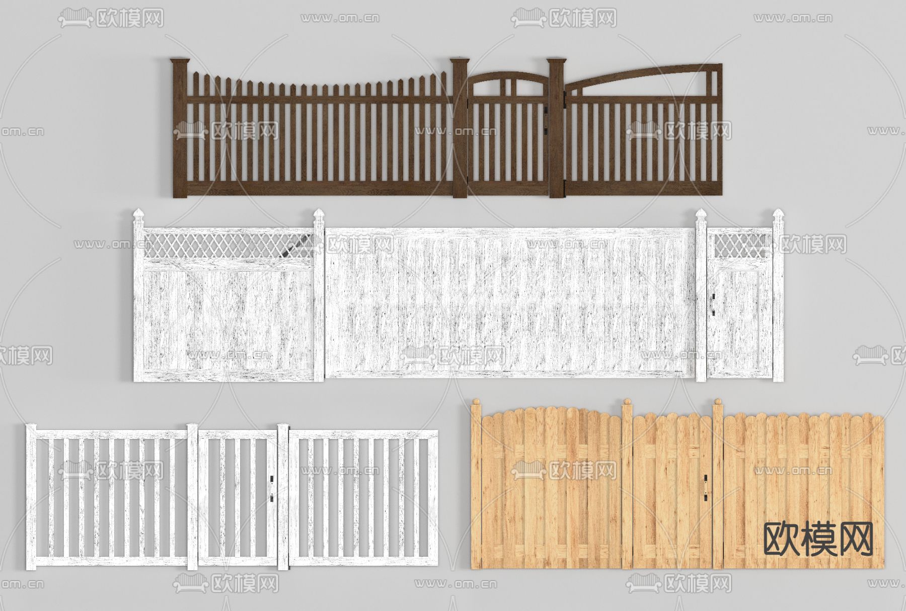 现代实木护栏免费3d模型下载
