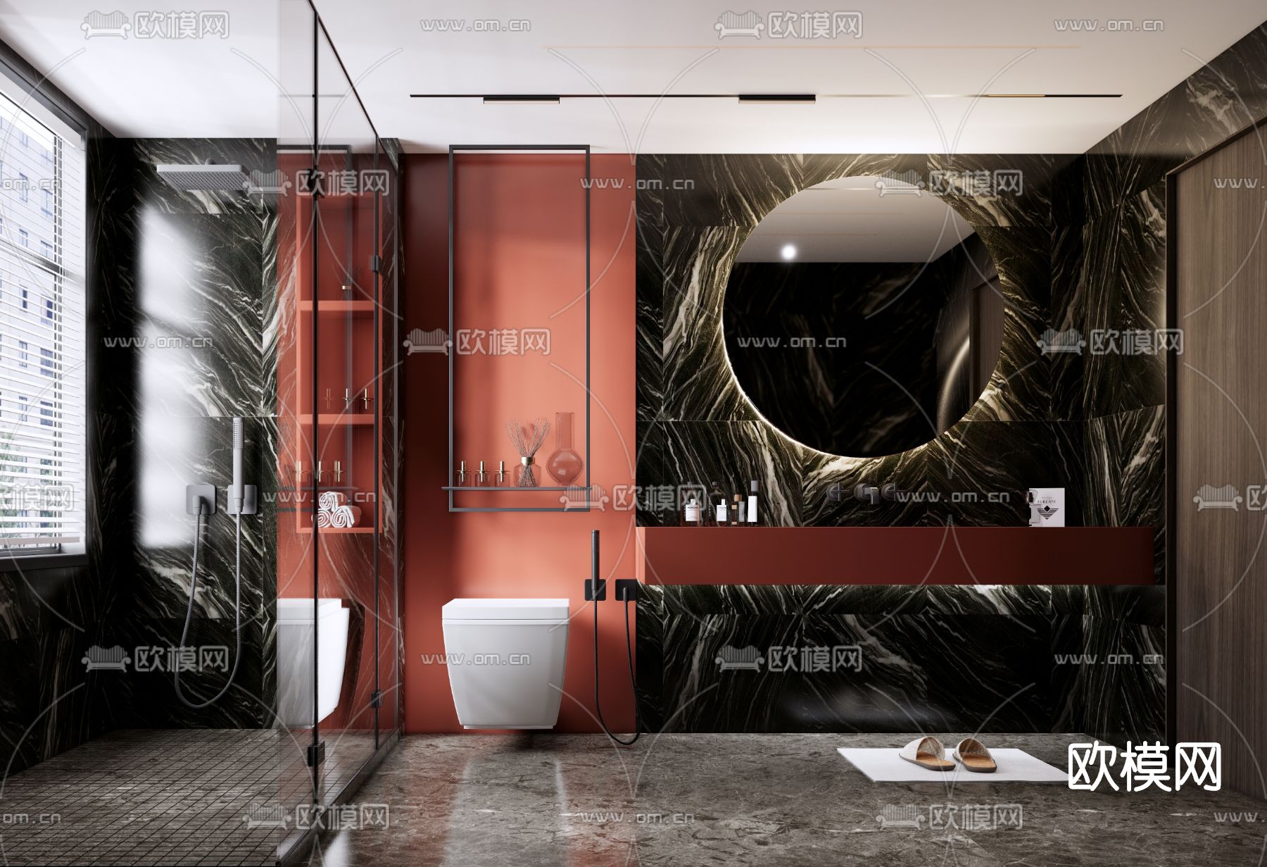现代浴室卫生间su模型下载（渲染图1）