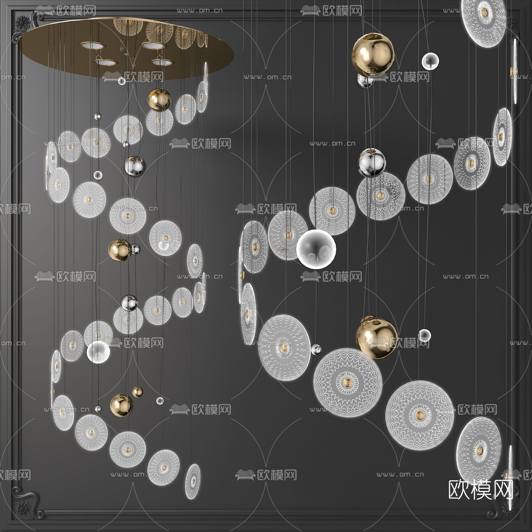 现代水晶吊灯3d模型