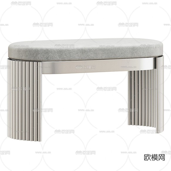 现代布艺沙发凳3d模型下载(渲染图1)