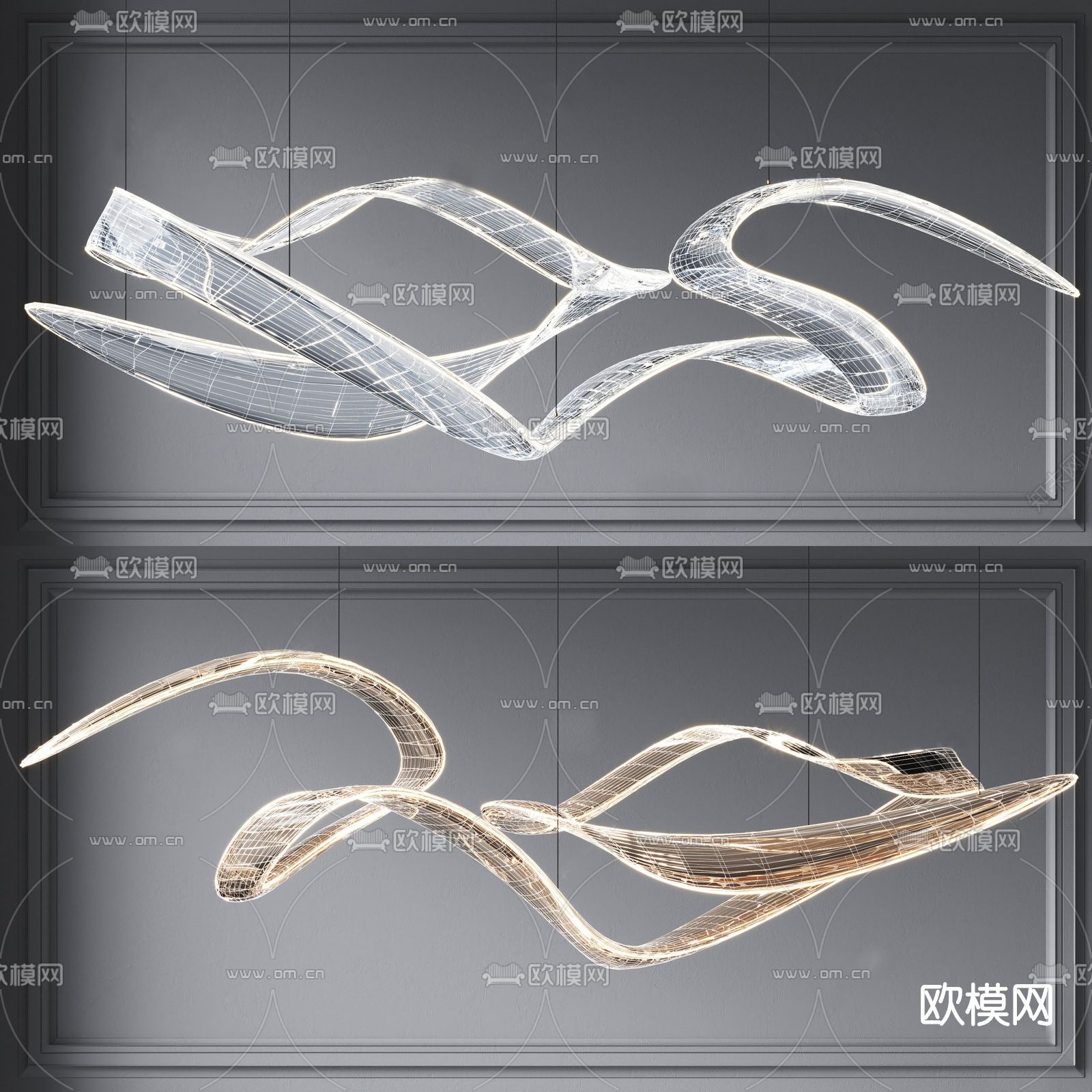 现代艺术装饰吊灯su模型