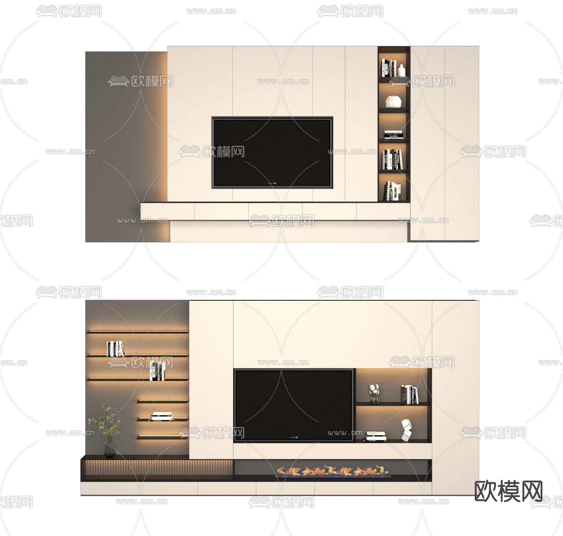 现代电视背景墙3d模型