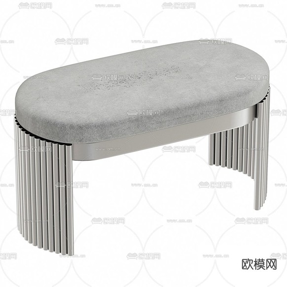 现代布艺沙发凳3d模型下载(渲染图2)