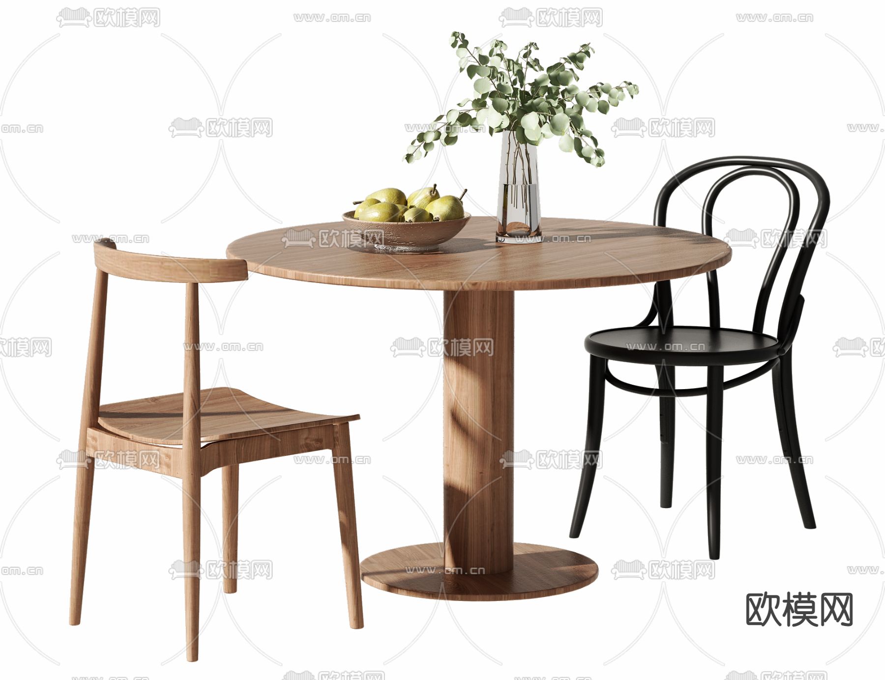 现代实木休闲桌椅3d模型下载