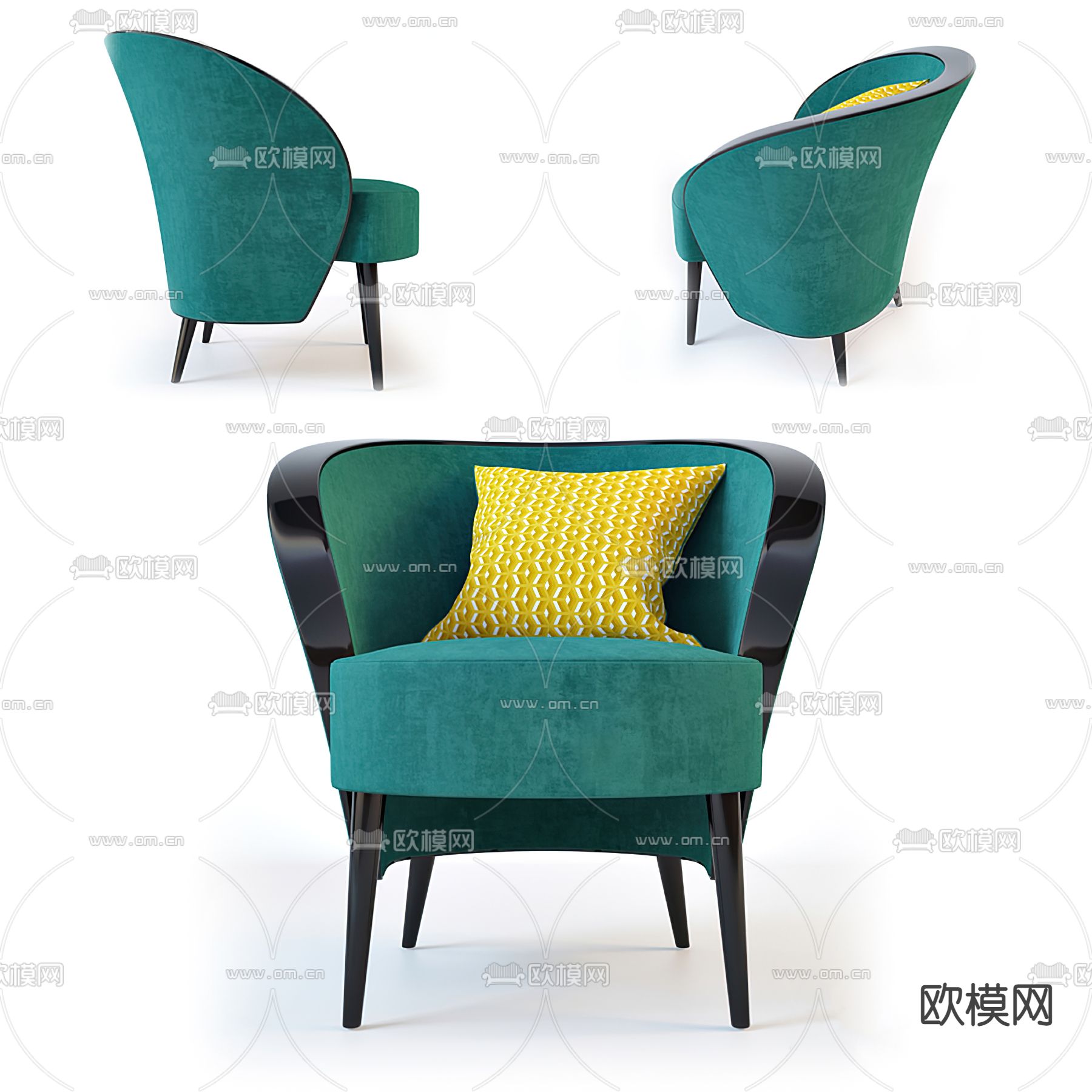 现代布艺单人沙发3d模型