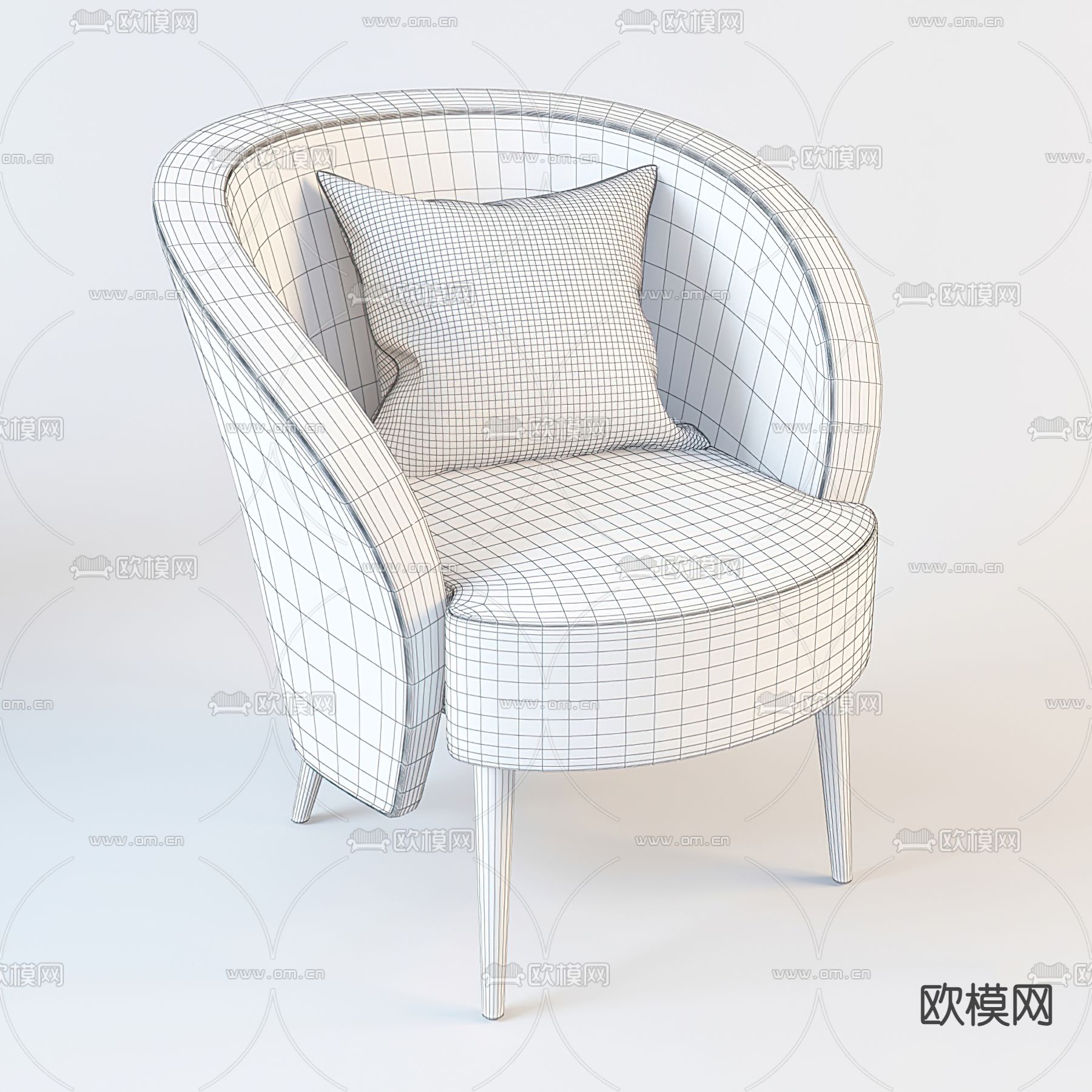 现代布艺单人沙发3d模型