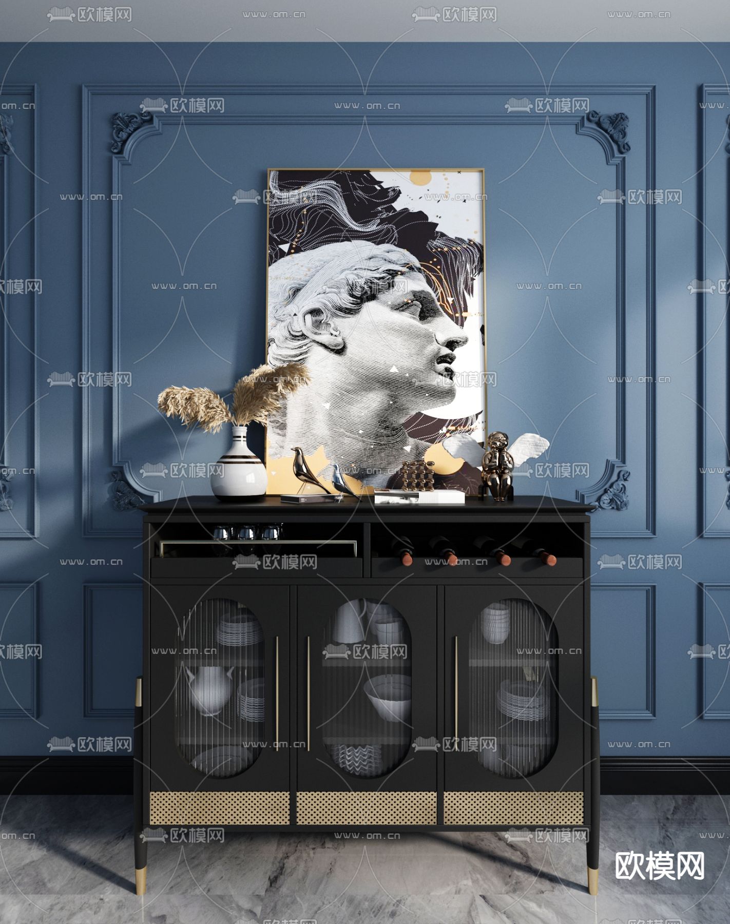 后现代餐边柜3d模型下载