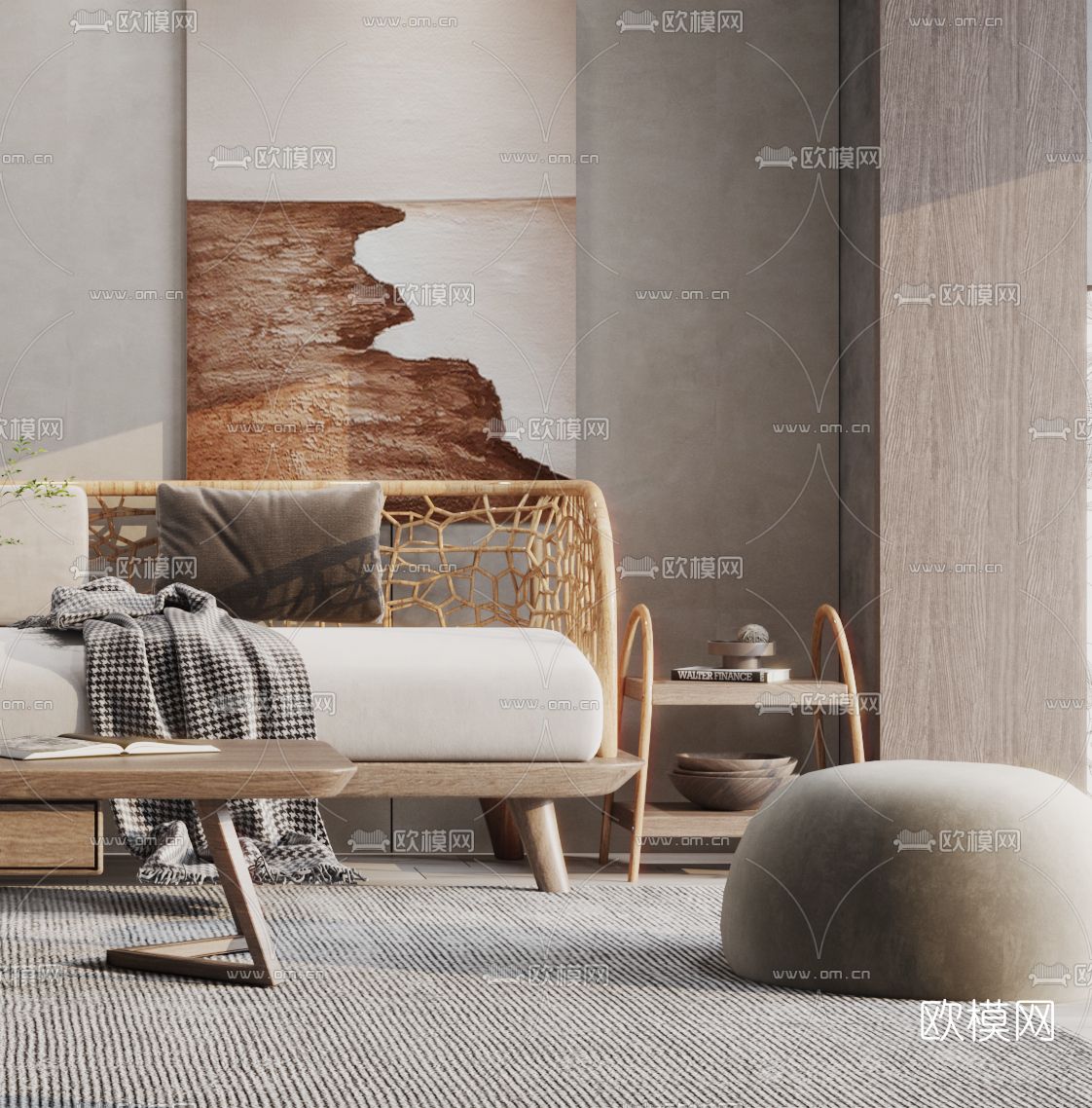 北欧编织沙发组合3d模型