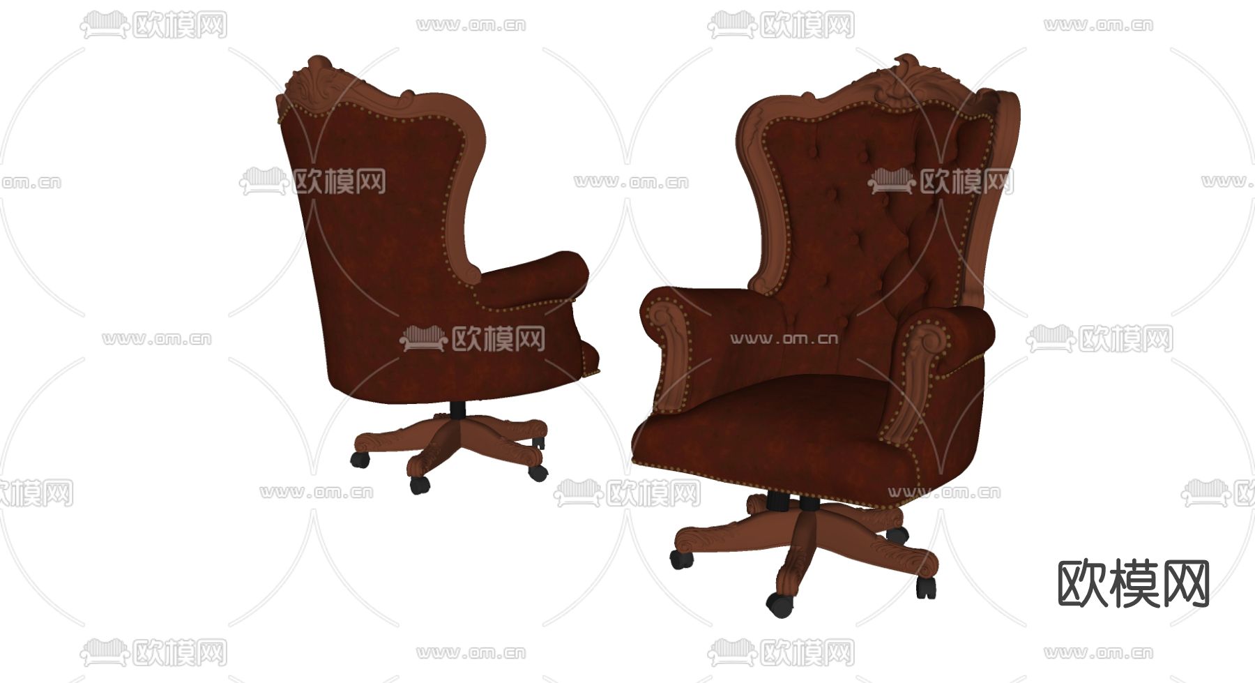 欧式皮革办公椅su模型下载（渲染图2）