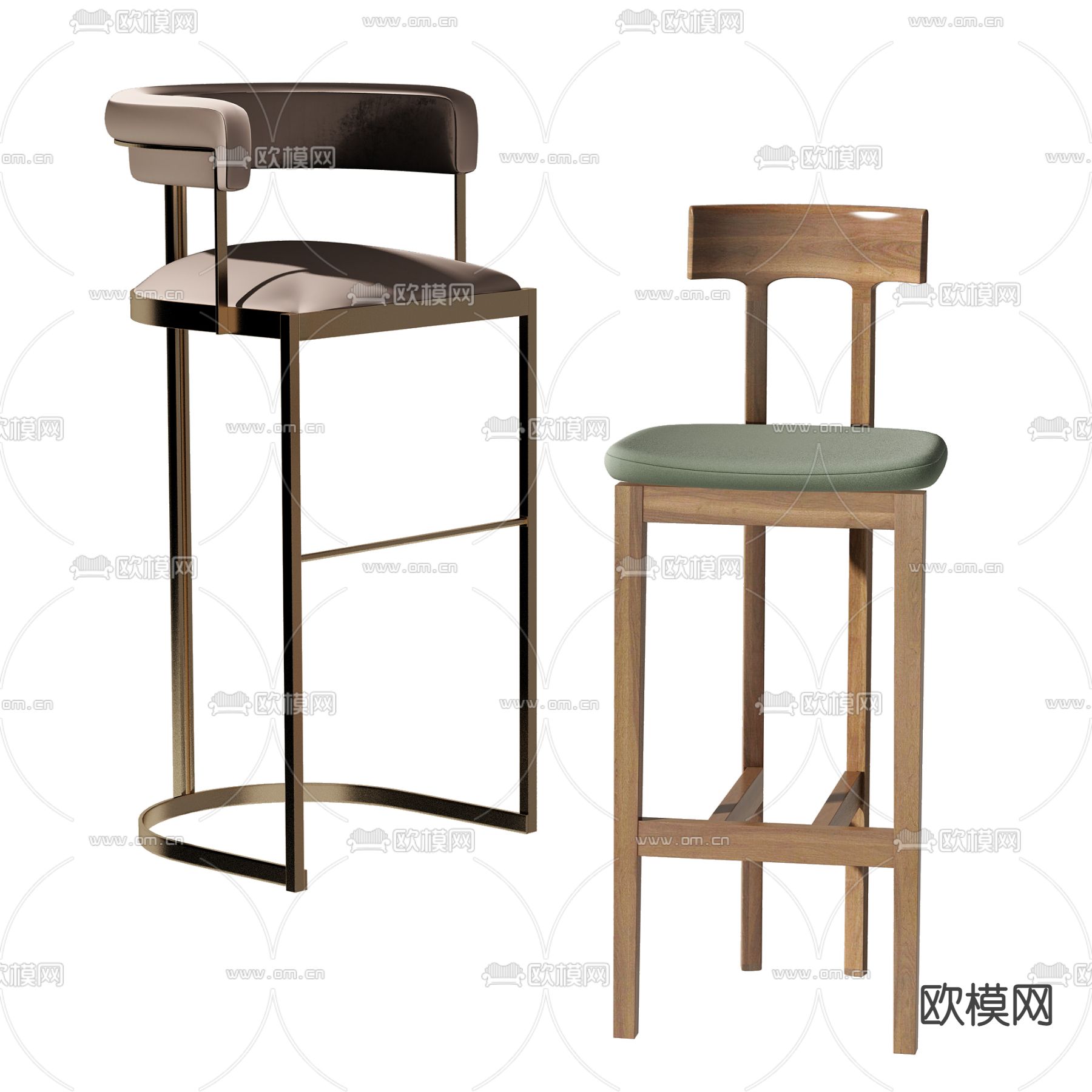 现代实木吧椅3d模型
