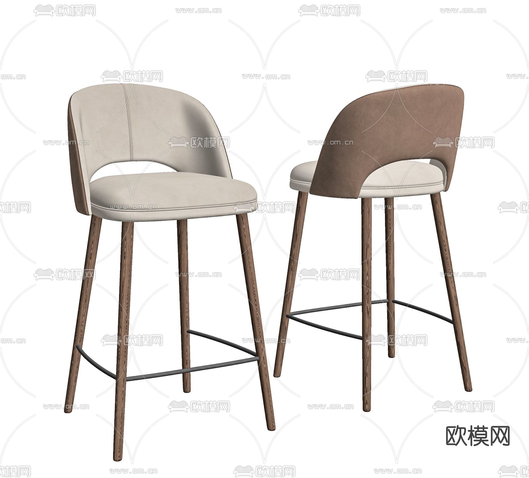 现代布艺吧台椅su模型下载（渲染图2）