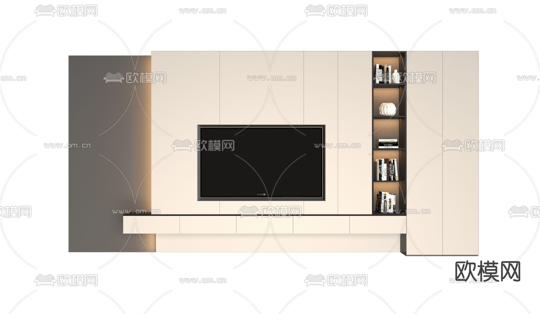 现代电视背景墙3d模型