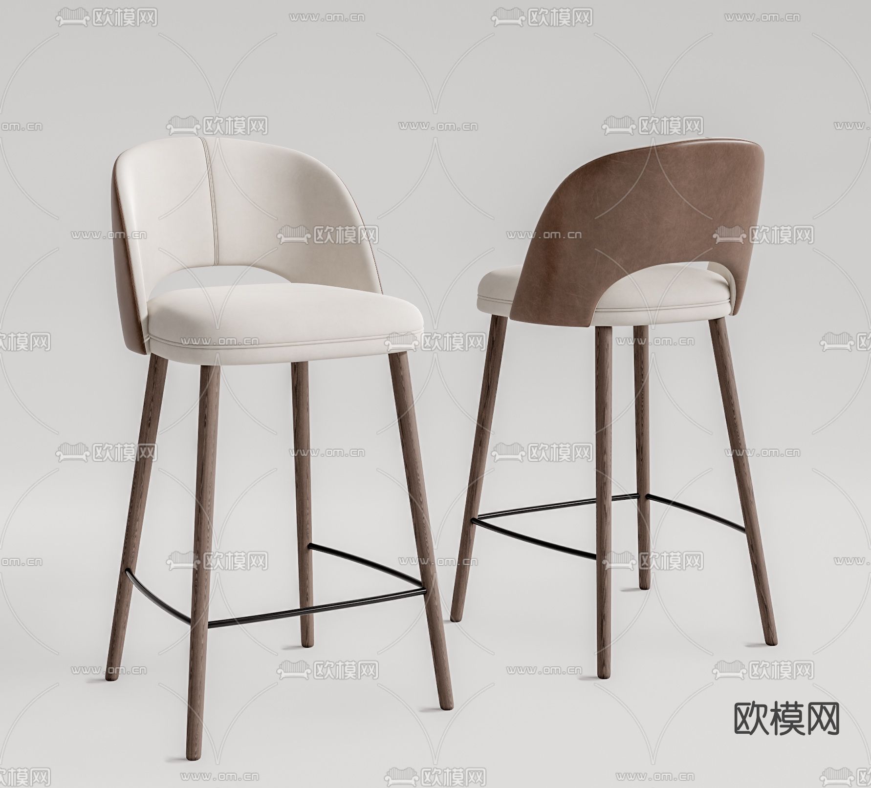 现代布艺吧台椅su模型下载（渲染图1）