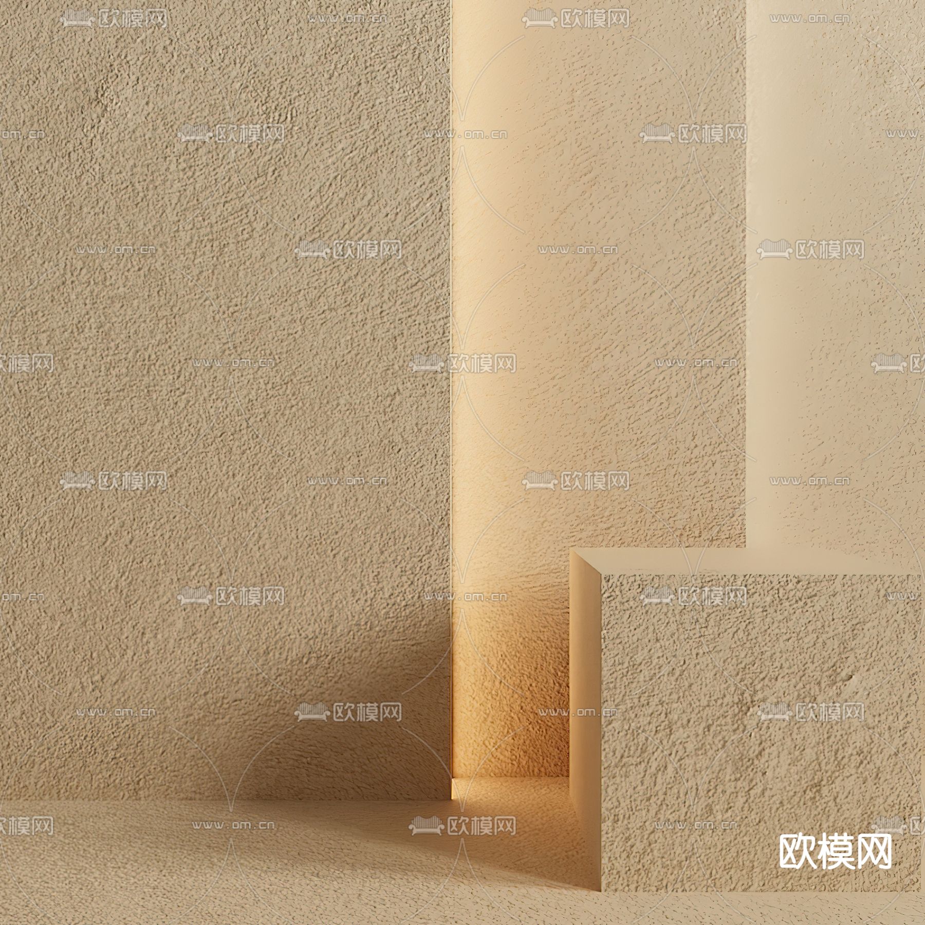 现代真石漆墙面背景3d模型