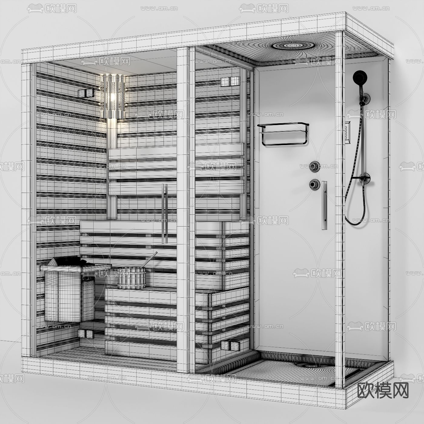 现代桑拿房淋浴房3d模型