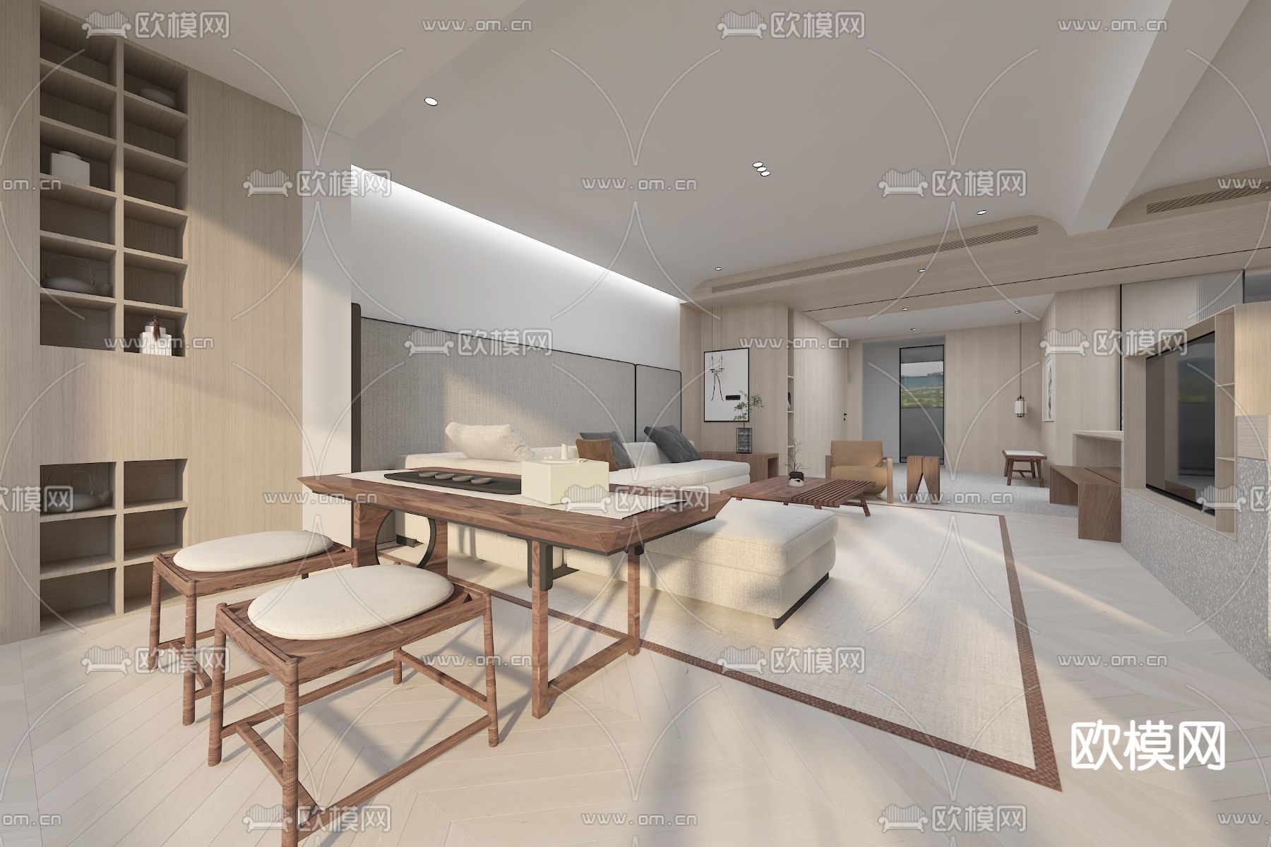 侘寂客餐厅免费3d模型下载（渲染图2）