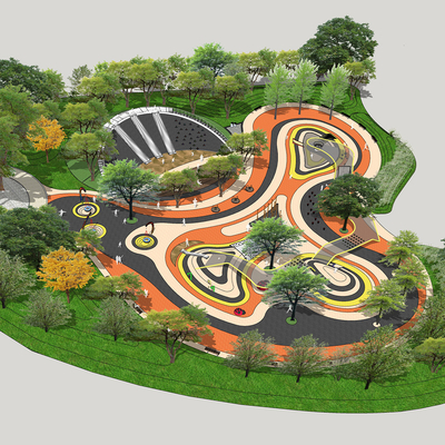  现代儿童游乐场su模型 