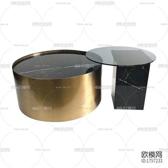 现代轻奢不锈钢大理石圆形双头茶几下载