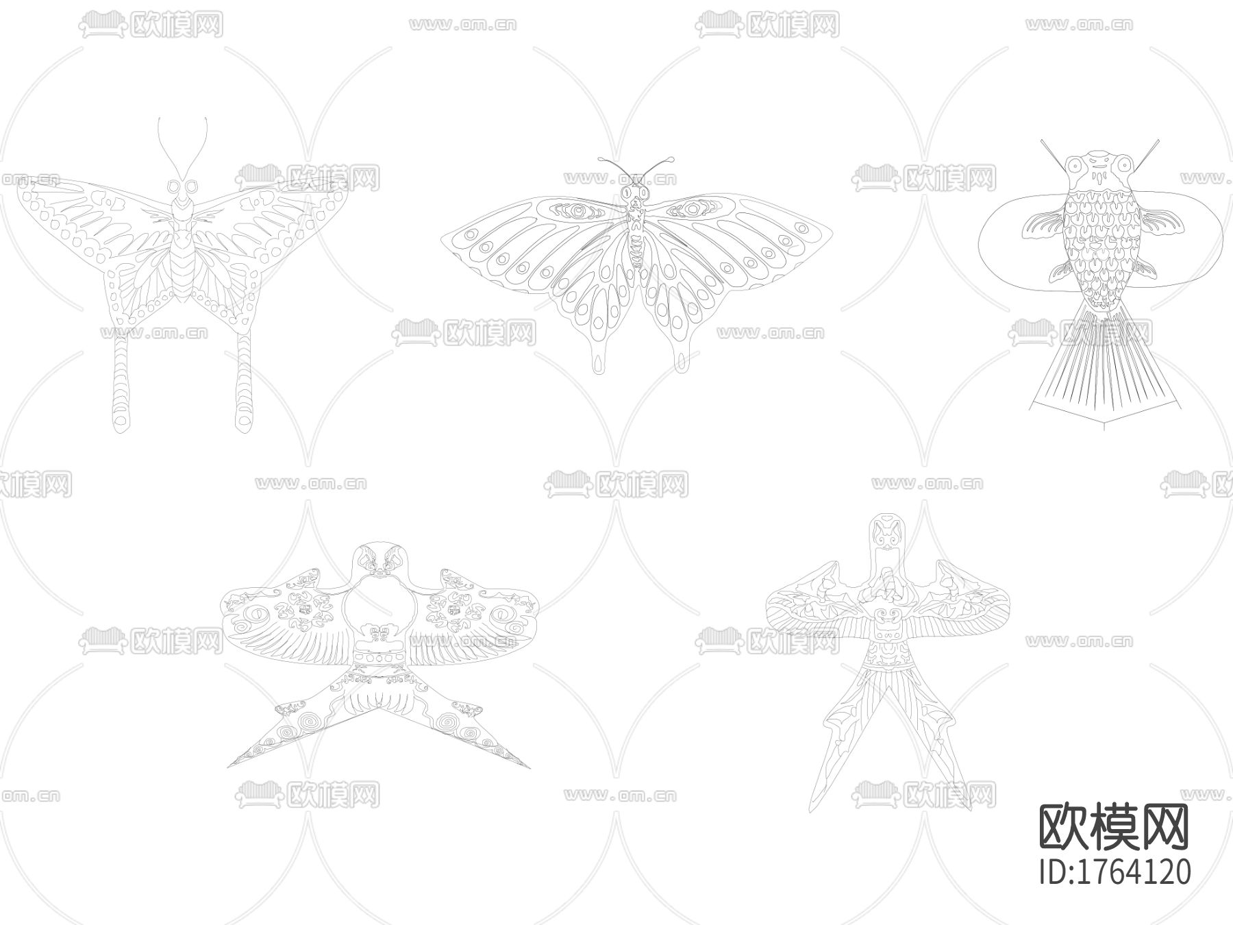 传统风筝cad图库下载