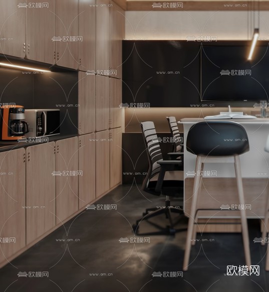 新中式办公室3d模型下载(渲染图5)