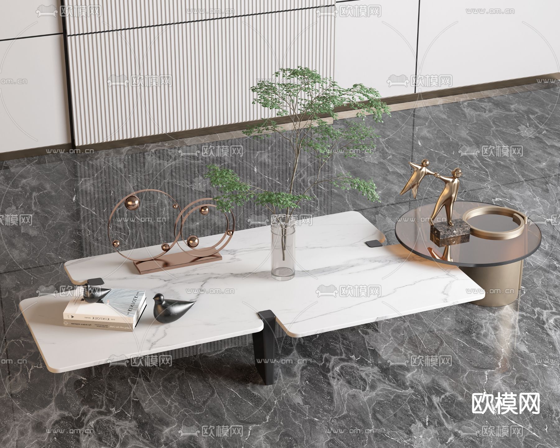 现代大理石茶几3d模型