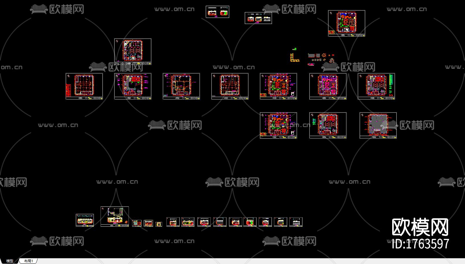舞蹈培训学校cad施工图下载（渲染图6）
