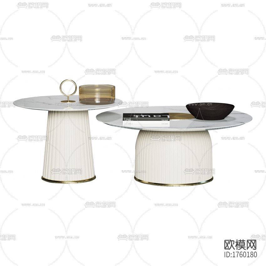现代轻奢实木大理石不锈钢圆形双头茶几下载