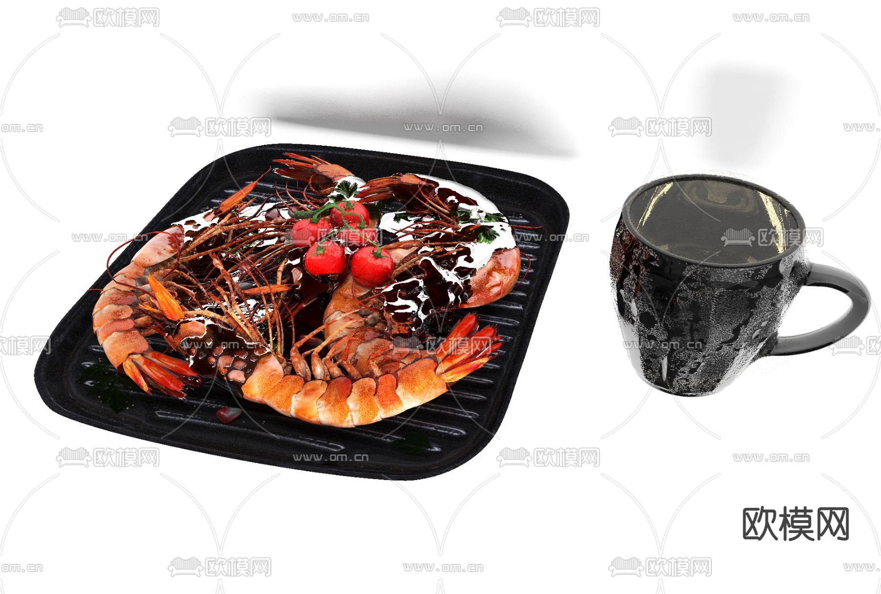 现代龙虾食品免费3d模型下载