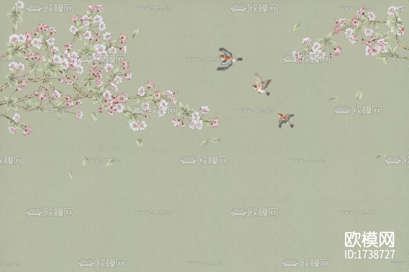 新中式水墨壁画下载（渲染图7）