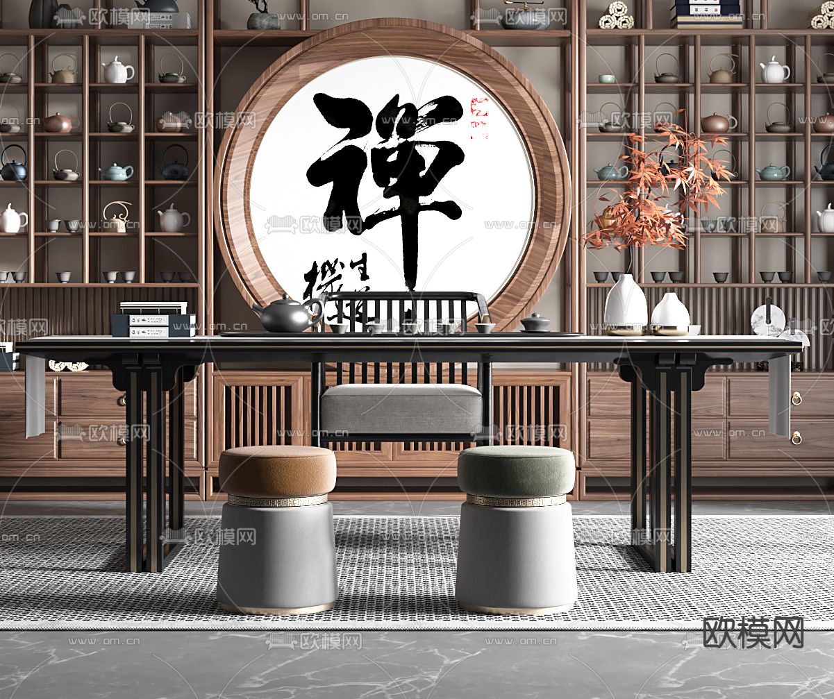 新中式茶室3d模型