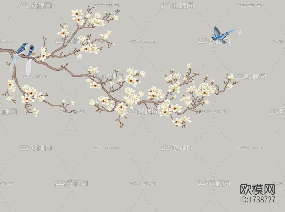 新中式水墨壁画下载（渲染图1）