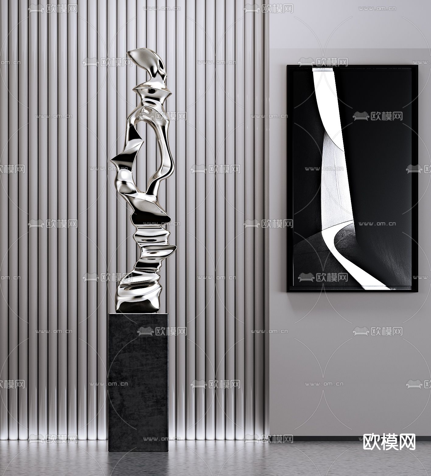 现代抽象雕塑摆件3d模型