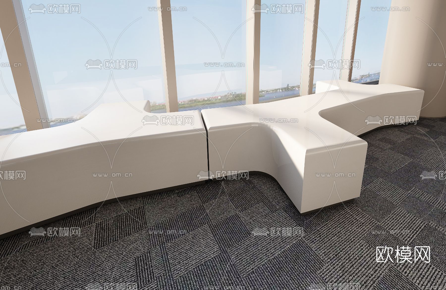 现代商场异形公共椅3d模型