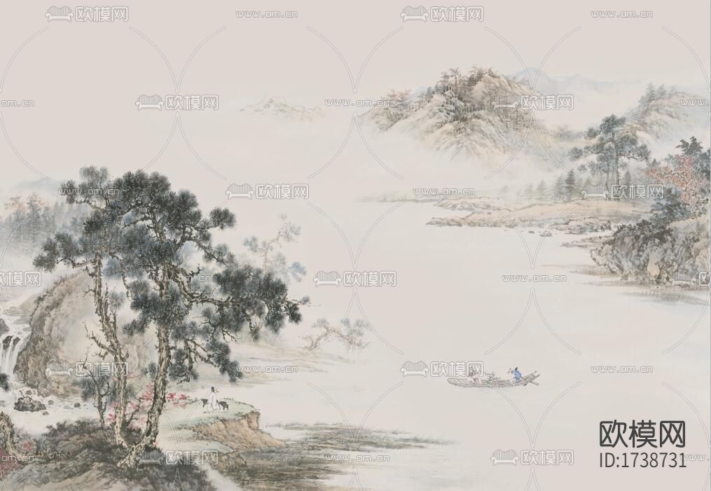 新中式水墨壁画下载（渲染图6）