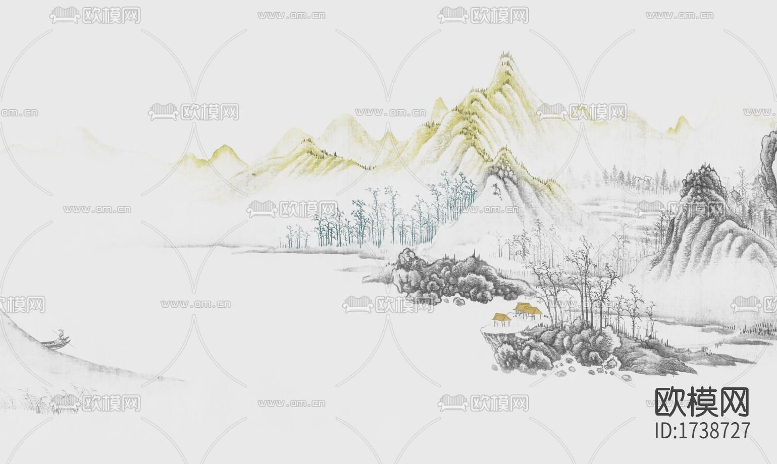 新中式水墨壁画下载（渲染图8）