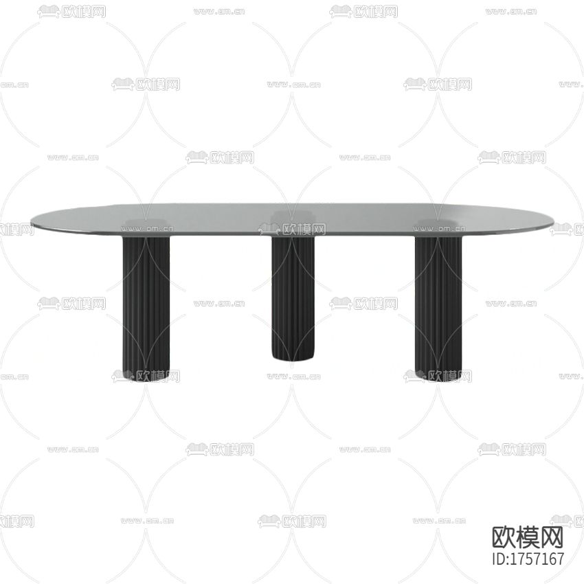 现代极简黑色实木玻璃椭圆型茶几