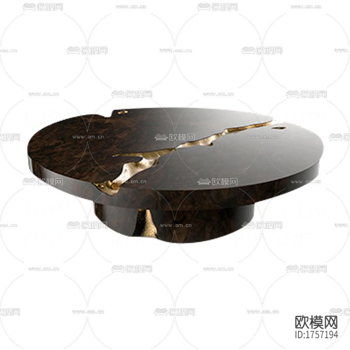 现代天然原木裂纹描金圆形茶几下载